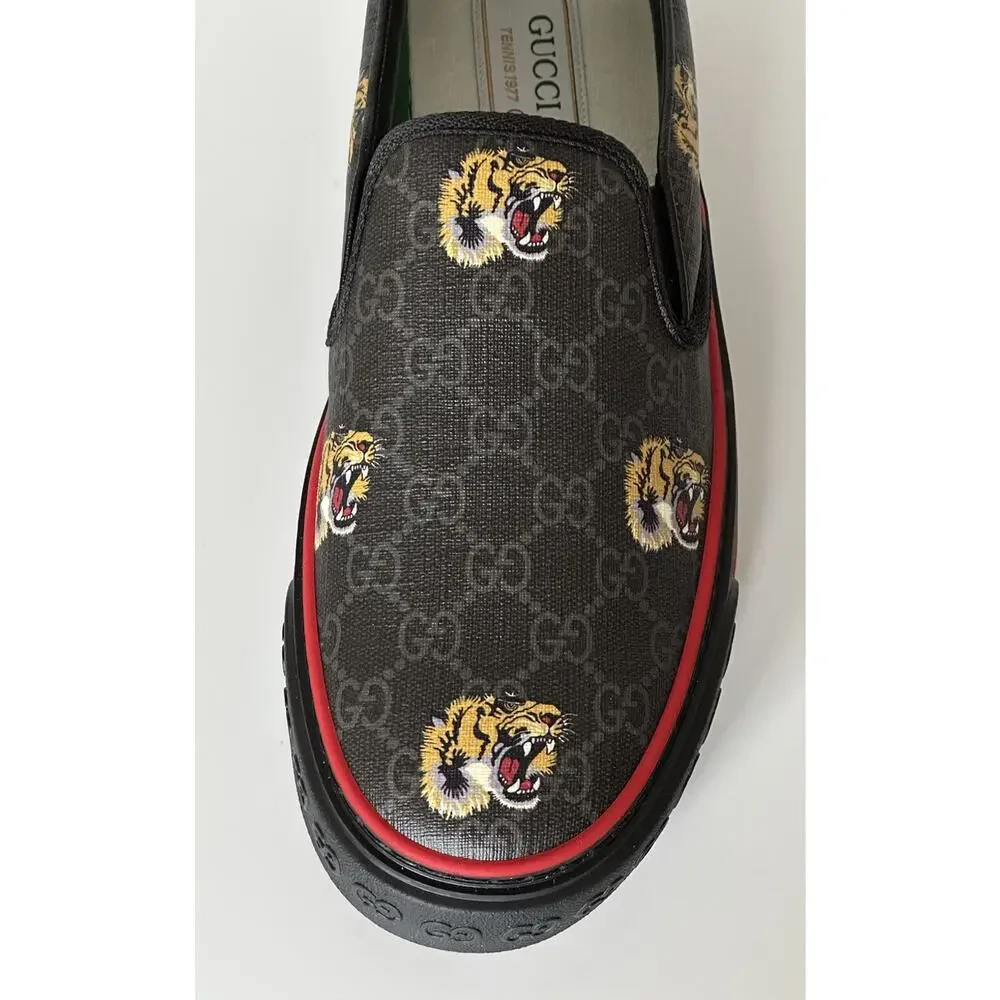 NIB Gucci Men's Low-top Tiger Black Canvas Sneakers 11.5 US (Gucci 11) 699971 IT